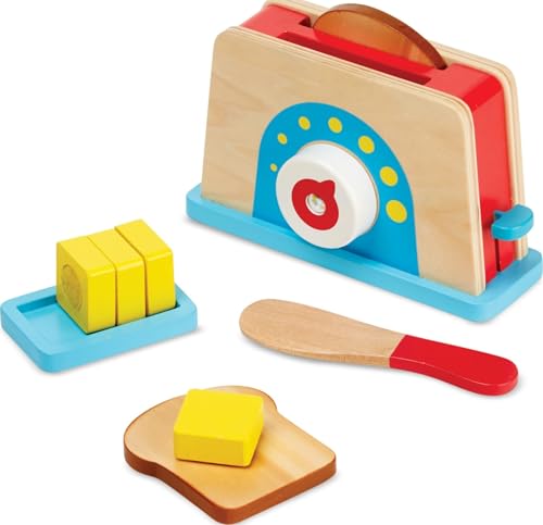 Melissa & Doug Bread and Butter Toaster Set (9 pcs) - Wooden Play Food and Kitchen Accessories - image 1