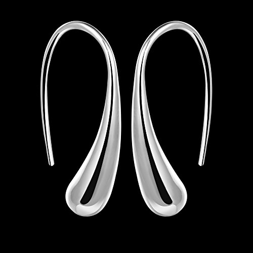 Lightweight Fashion Classic Sterling Silver Thread Drop Earrings,Teardrop Back Earrings (White/1 Pair) …4