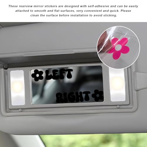 Image of Left Right Car Sticker, Beautiful Rear View Mirror Decor Waterproof Vinyl Sticker, Cute Left Right Auto Window Decal Vanity Mirror Decoration for Women Girl, Car Accessories (Black)