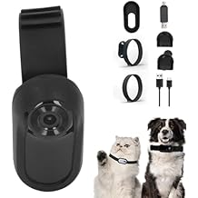 Cat Collar Camera, Pet Camera Collar with Video Record, HD 1080P Dog Collar, 160 Wide Angle Cat Dog Action Camera, Mini Body Cam for Indoor, Outdoor, Dogs, Cats, Black