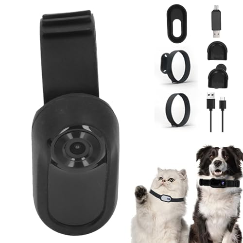 Image of Cat Collar Camera, Pet Camera Collar with Video Record, HD 1080P Dog Collar, 160 Wide Angle Cat Dog Action Camera, Mini Body Cam for Indoor, Outdoor, Dogs, Cats, Black