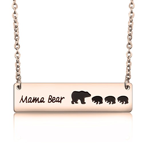 MAOFAED Sweet Mama Bear Necklace Mother s Day Gift for Mom Grandma Wife Godmother Necklace (Rose Gold necklace with 3 cubs)