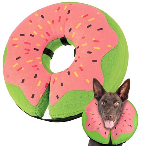 Image of Gimars Large Inflatable Dog Cone Alternative Dog Donut Collar After Surgery, Soft Dog Neck Pillow Recovery Cone, E Collar and Elizabethan Collar Alternative for Medium and Large Dogs