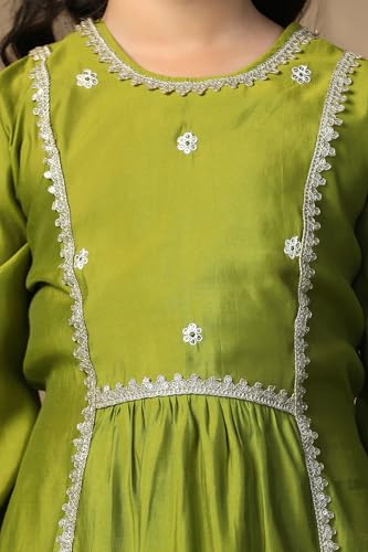 Image of Fashion Dream Girl's Chanderi Silk Ethnic Kurta and Sharara Set|Kids Salwar Suit Set|Sharara Set for Girls