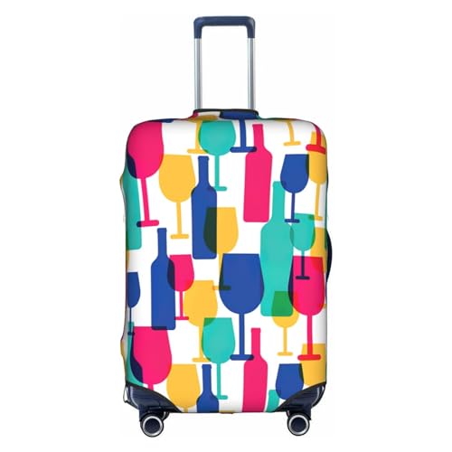 Cocktail Glasses And Wine Bottles Print Luggage Cover Suitcase Protector Travel Suitcase Cover For Kid And Adult Fits 18-32 Inch