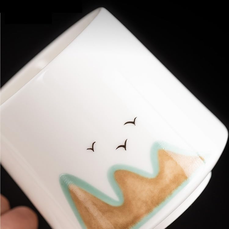 Tasse à thé Tasse à eau en porcelaine de jade avec doublure filtrante, tasse de bureau avec couvercle Récipient de trempage