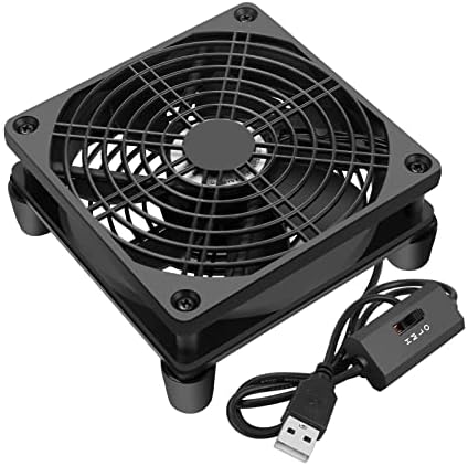 Qirssyn 120mm 5V USB Fan with Multi Speed Controller for Router Modem Receiver DVR Xbox TV Box Cooling