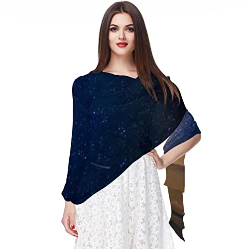 Bufanda de gasa ligera, suave, transparente, larga, para todas las estaciones, cielo estrellado, Varios colores