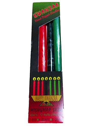 D'light Online Kwanzaa Candle Set Elegant Taper Premium Quality Candles, Hand-Dipped, Dripless And Smokeles - Set Of 7 (12 Inch, Kwanazaa) #TOP7