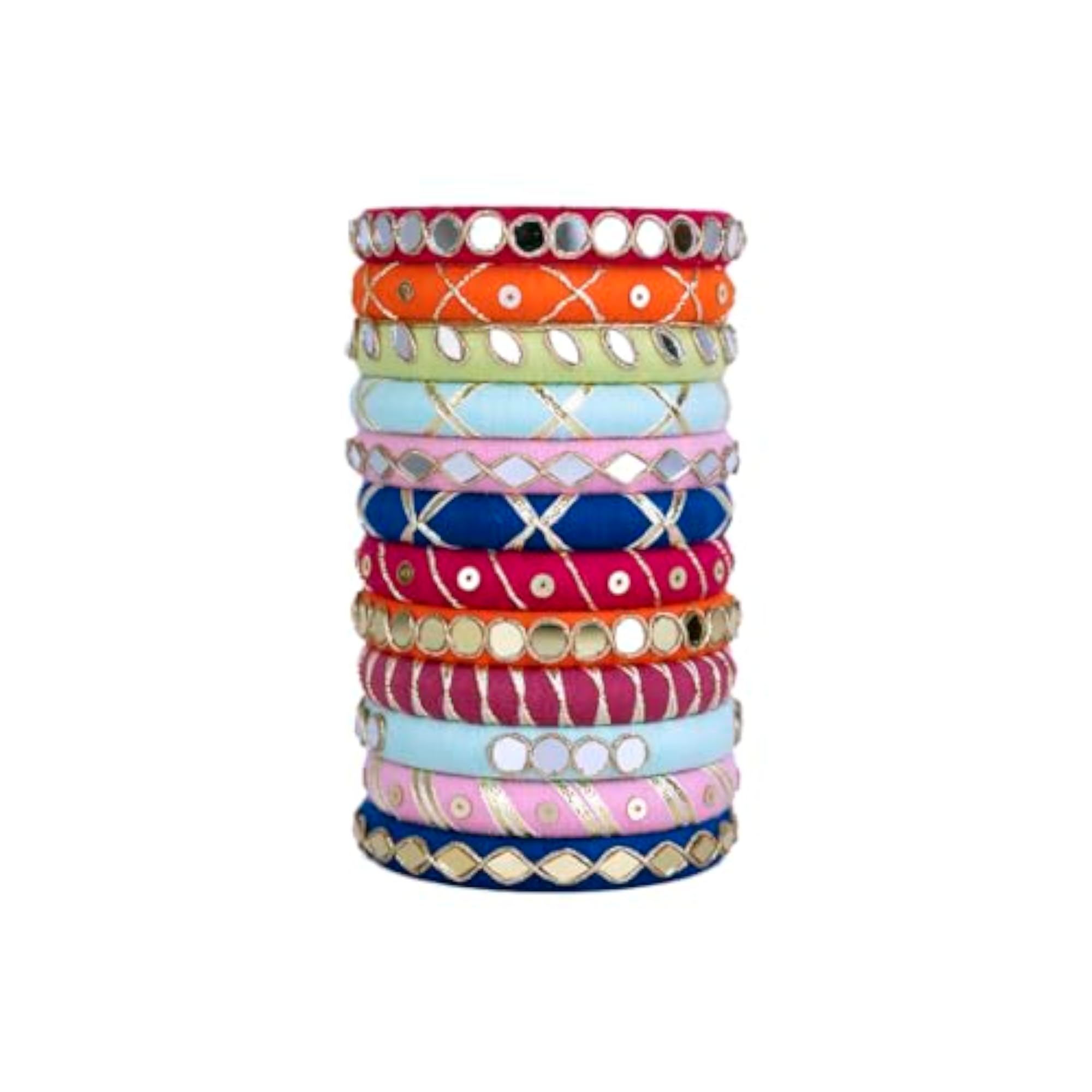 Aaina Multicolour Mirror & Gotapatti Bangles Set for Women & Girls