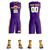🔥【Pasos de uniforme de baloncesto personalizados】Elija su tamaño y color. Personalice su propio conjunto de camiseta haciendo clic en "PERSONALIZAR AHORA" y agregando el nombre y el número en la parte delantera y trasera, que nunca se caerán ni se desvanecerán.