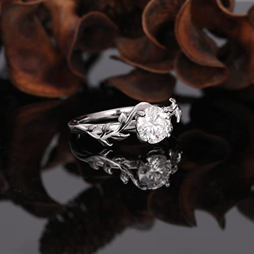 Moissanite Bridal Engagement Wedding Ring for Women 925 Sterling Silver Platinum Plated Art Deco Solitaire Proposal Ring for Her 6.5mm VVS1 Clarity Size 4-94