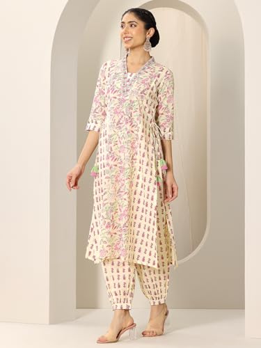 Image of Libas Printed Cotton A-Line Kurta With Salwar and Dupatta