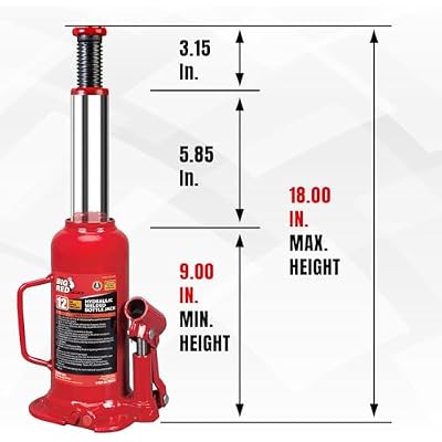 Big RED T91203B-1 Torin Hydraulic Welded Bottle Jack, 12 Ton (24,000 lb.) Capacity, Red