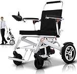 Electric Wheelchairs for Adults, Folding Lightweight Aluminium Power Wheelchair, 24km Long Travel Range, 8 KMPH Speed, 500W Dual Motors, All Terrain Mobility Chair for Indoor/Outdoor