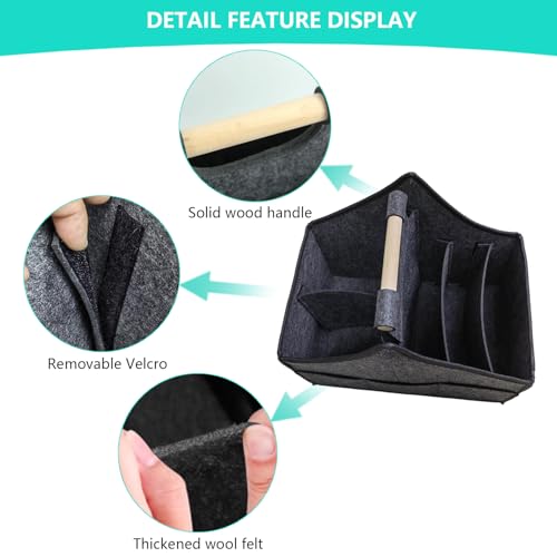 Image of Baby Diaper Caddy Organizer,car felt caddy, baby product storage basket, solid wood handle, detachable partition storage basket for daycare,Best Gift Basket for Babies (black)