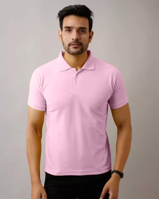 Image of INKKR Men's Polo Neck Half Sleeve Solid T-Shirts