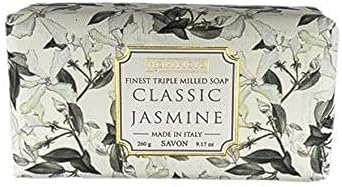Classic Jasmine Finest Milled All-Natural Bar Soap, Moisturizing & Brightening. Suitable for Hand, Face & Body 9.17 Oz