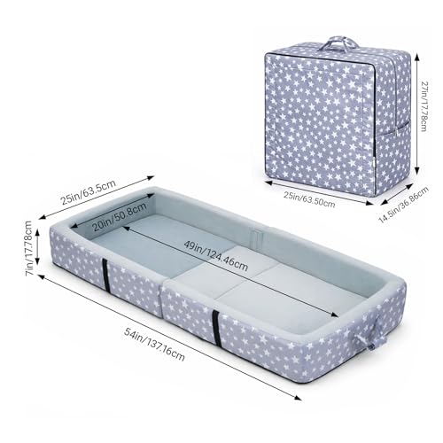 GreenWhim Portable Toddler Travel Bed Foldable Foam Floor Crib with Built in Safety Rails Washable Cover No Assembly for Home Hotel and Travel - Image 3
