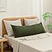 BESTOUCH 100% Washed Cotton Pillowcase for Hair and Skin Linen Feel Soft Comfortable Breathable 1 Pcs Pillow Case with Envelope Closure Solid Olive Green Body 20x54 Inches