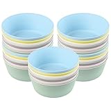 Set of 30 x KALAS Kids' Reusable Plastic Snack Bowls, 12cm, Mixed Pastel Colours, Stackable, Dishwasher Safe