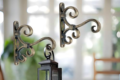 Image of Metal Wall Hook Hanging Plant Bracket Decorative Straight Plant Hanger for Pots, Bird Feeders, Planters, Lanterns, Macrame, Wind Chimes Indoor Outdoor (Pack of 2)