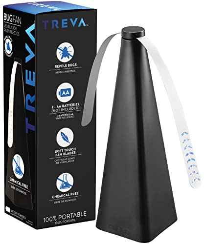 Treva Chemical Free Bug Repellent Fan with Holographic Blade Fly Deterrent Bugs, Mosquitoes and Flies Battery Operated Fly Fan (Black) (Pack of 4)