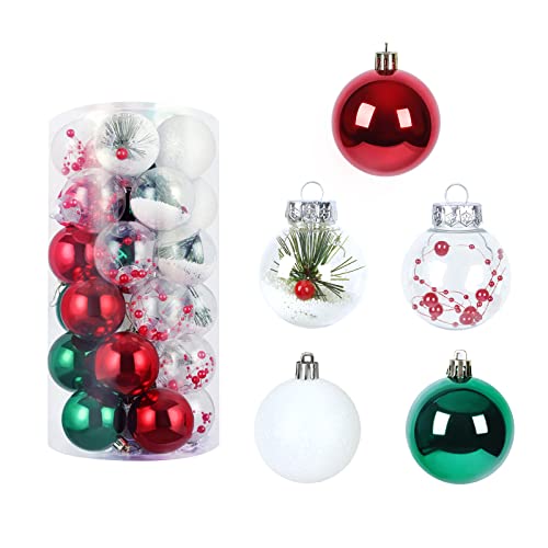 Arquiel Weihnachtskugeln Set für Weihnachtsbaum 30 Stück, 5 Farben Christbaumkugeln zum befüllen Weihnachtsdeko, Weihnachtsdeko mit Aufhänger Weihnachtsbaumschmuck für Dekoration (6cm) Cover