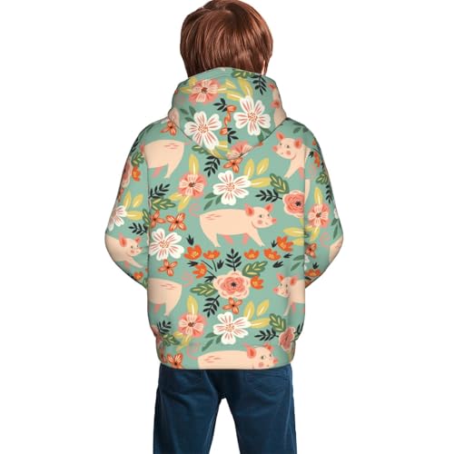 Cute Piggy in Flowers Kid Hoodies Boys Sweatshirts Girls Pullover with Pocket4