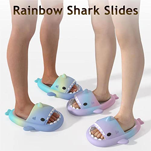 Shark Slides Unisex, Cute Rainbow Shark Slides Adult, New Shark Slides Upgraded Thick Bouncy Cushion Cloud Shark Slides2