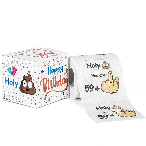 WenmthG 60th Birthday Gifts Men Women - Funny Toilet Roll - 59+1-250 Sheets & 3 Layers Novelty Toilet Paper - Birthday Decoration - Party Supplies Favours - Personalised Prank Gift