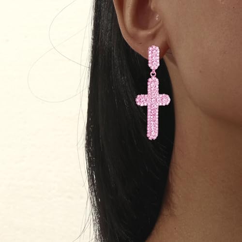 Women's Rhinestone Cross Earrings - image 4