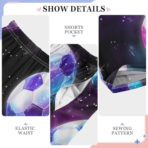 Galaxy Soccer Ball Boys Long Pants Soft Trousers Elastic Waist Kids Lounge Bottoms with Pockets S-XL4