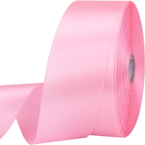 1-1/2 inches 50 Yard Pink Satin Ribbon for Gift Wrapping, Wedding, Crafts, Christmas,Easter, Floral, Hair, Invitation Decorations and More