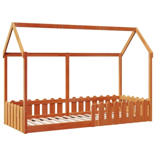 Vidaxl Giroletto Casetta Bambini Marrone Cera 80X200 Cm Massello Pino, Struttura Letto Casa Per Bambini, Giroletto Per Bambini, Telaio Letto Per Bambini