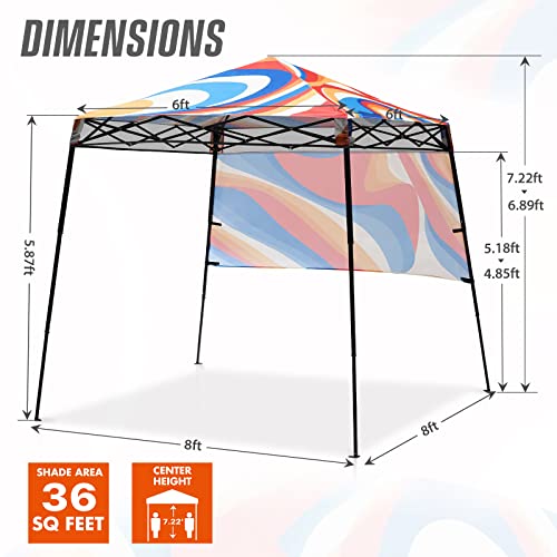 Eagle Peak Day Tripper 8X8 Slant Leg Lightweight Compact Portable Canopy W/Backpack Easy One Person Set-Up Folding Shelter And 36 Square Feet Of Shade, Swirl #TOP4