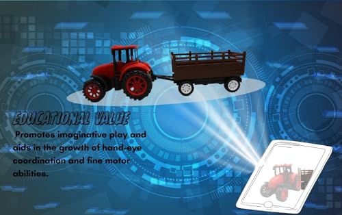 Image of Neokiddo Toys Friction Powered Trolley Farm Tractor Toy for Kids & Toddlers /Boys & Girls - Durable Push & Go Farm Vehicle | Medium Size Plastic Toy for Pretend Play & Outdoor Fun - Ages 3+ (Red)