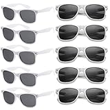 Wholesale Sunglasses Bulk for Adults Party Favors Retro Classic Shades 10 Pack, White, 145mm