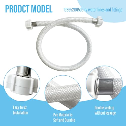 Image of 30 inch White Braided Nylon and Reinforced PVC Water Hose,Hose Connector