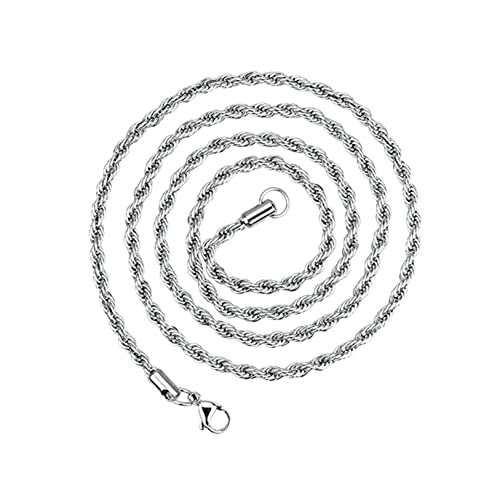 Chaîne de corde en acier inoxydable durable et éclatante pour homme et femme
