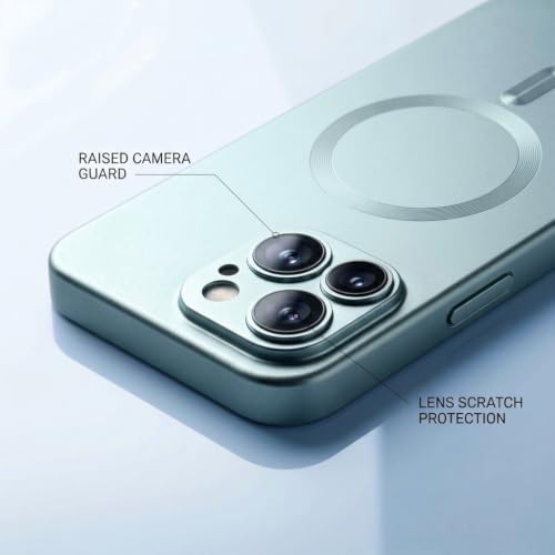 Image of amazon basics Premium Mag-Safe Case for iPhone 13 Pro Max | Shockproof & Anti-Scratch Cover | Soft Silicone with Wireless Charging | Camera Lens Guard - Light Blue