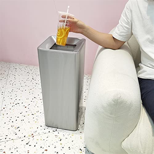 Caneca de basura cuadrada 16L sin tapa acero inoxidable blanca miniatura 4