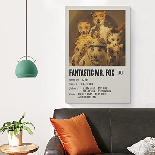 Aomaca Alternative Minimalist Posters Fantastic Mr Fox Movie Poster Canvas Painting Wall Art Poster For Bedroom Living 16X24Inch(40X60Cm) #TOP3
