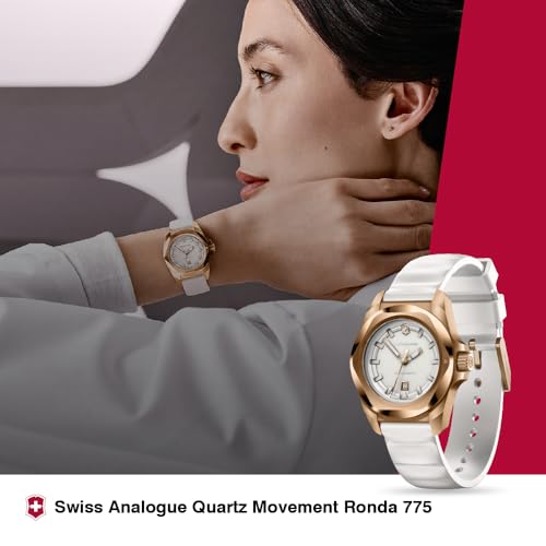 Victorinox-INOX-Small-Swiss-Made-Analog-Womens-Watch-White-Dial-32-MM-100M-Water-Resistant-PVD-Gold-Stainless-Steel-Case-Quartz-Movement-White-Rubber-Strap-242037