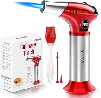 Kollea Kitchen Refillable Cooking Mini Creme Brulee Blow Torch Lighter with Safety Lock and Adjustable Flame for Desserts, BBQ, Soldering (Butane Gas Not Included)