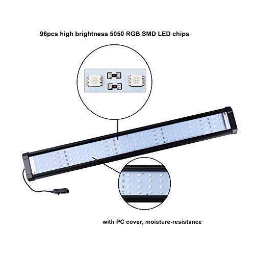 Bonlux Rgb Led Aquarium Light - 29"-37" Color Changing Led Fish Tank Hood Light With Extendable Brackets, Dimmable Rgb Led Light For Freshwater Saltwater Marine Full Spectrum Light #TOP2