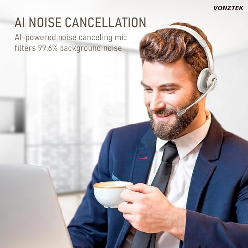 image for Vonztek Wireless Headset, Bluetooth Headphones with Microphone Noise C