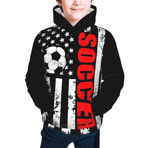 American Flag Soccer Football Hoodie Youth Hooded Sweatshirt 3D Digital Printed With Pockets Tops