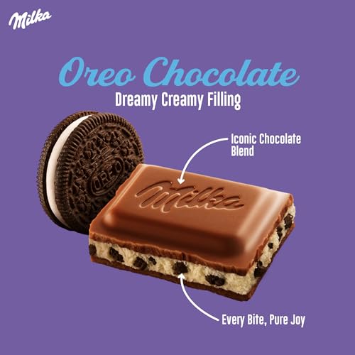 Milka & OREO Milk Chocolate Bar, Creamy Alpine Chocolate with Crunchy OREO Pieces, For Sharing or Gifting 100 g (Pack of 22 Bars)
