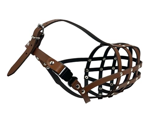 L&J Pets Uk Muselière en cuir de qualité supérieure pour berger allemand, sûre, confortable et réglable, pour les grands chiens (W1, marron) – vue 3